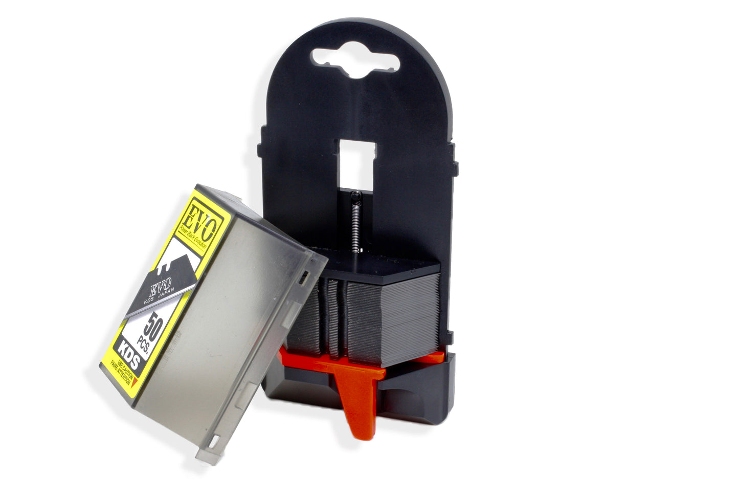 Open Tradegear Online's KDS EVO Black Trapezoid Blade Storage Case with "quick change" blade dispenser- 50 Pack 